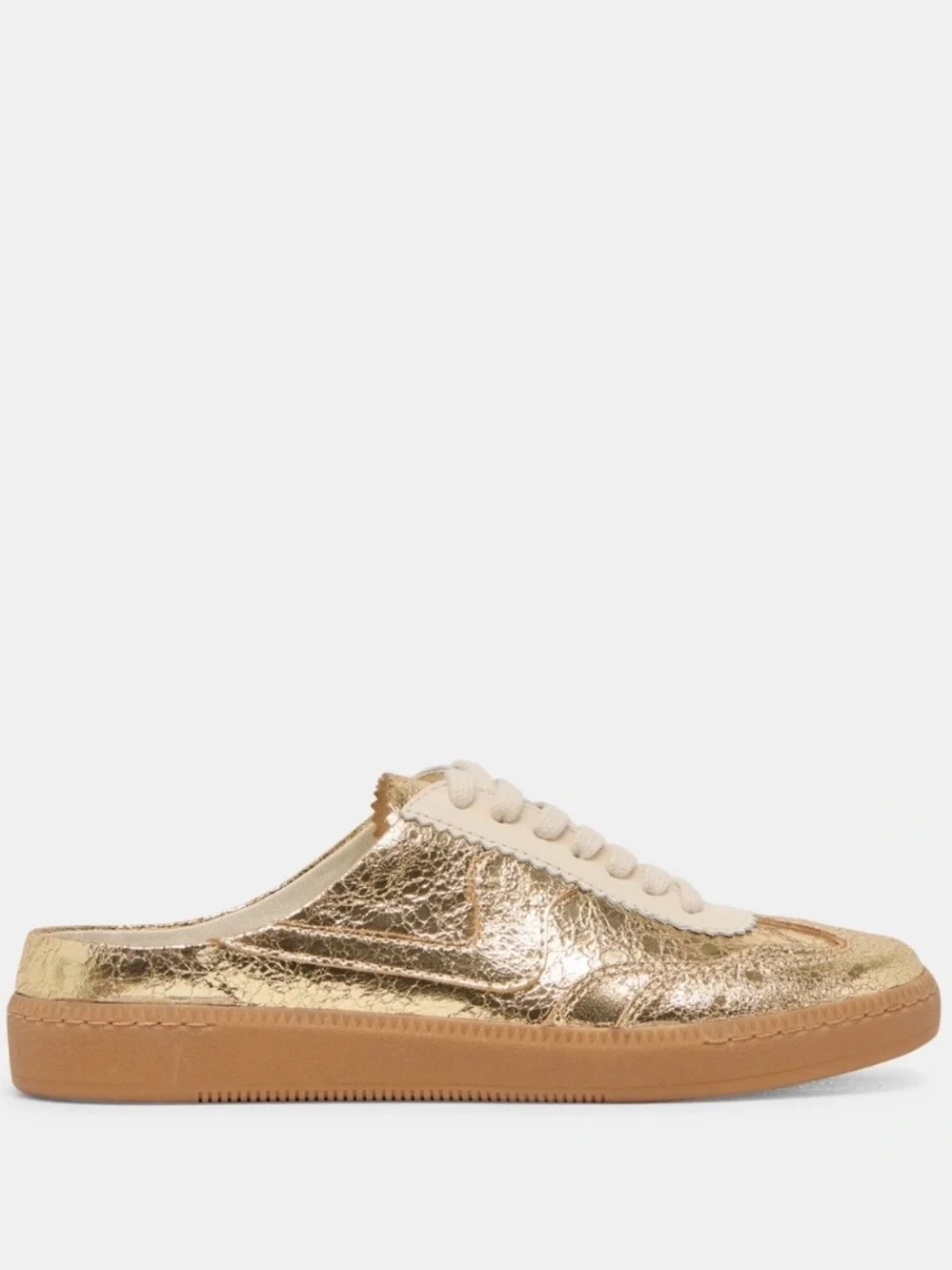 Dolce Vita Slide Sneakers Gold Distressed Leather Size 7.5